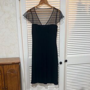 Moda International Black Midi Dress with Sheer Mesh